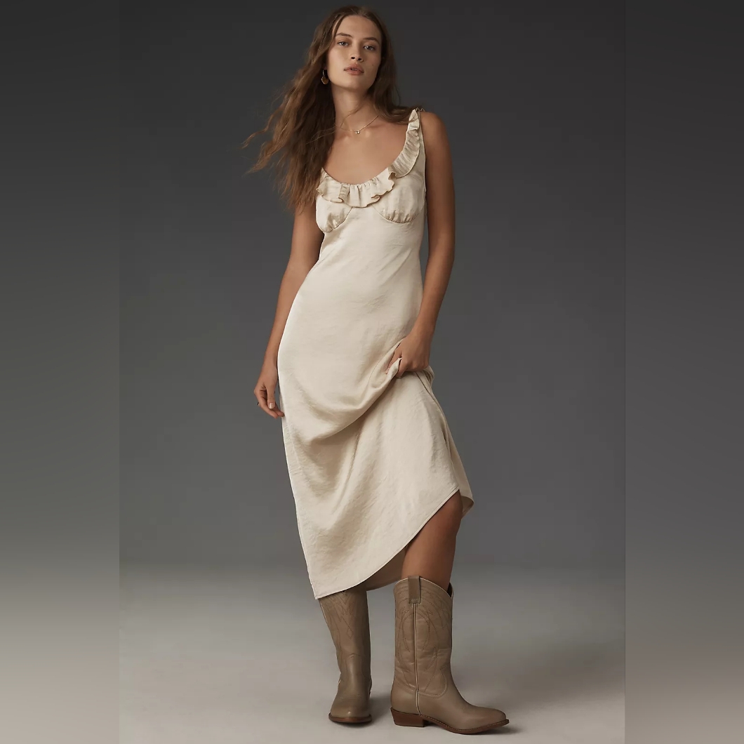 Anthropologie Mare Mare Sleveless Midi Slip Dress Natural Medium *Nwt*